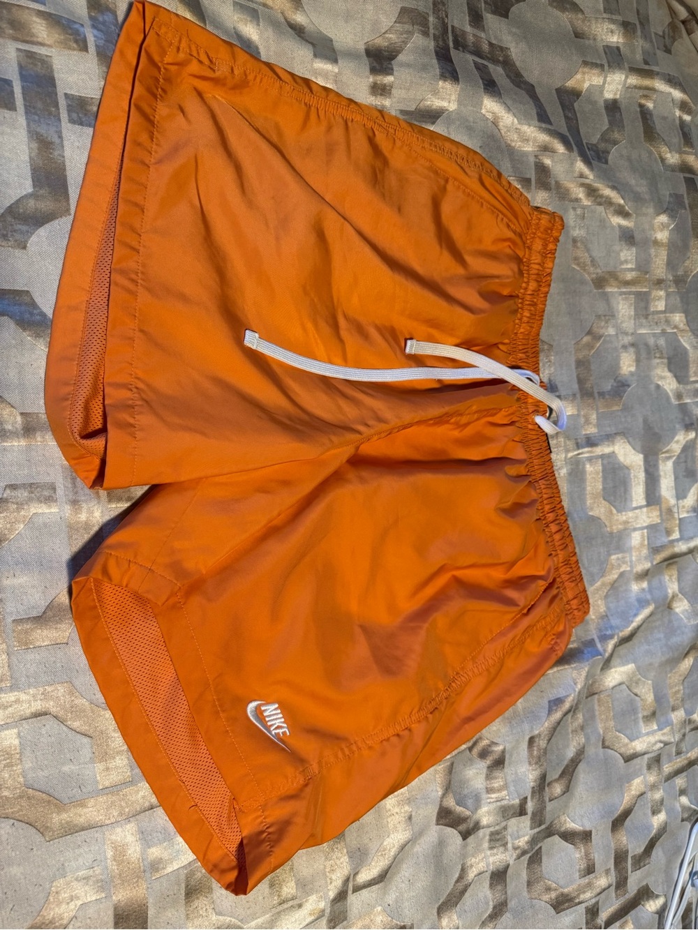 Nike Men’s Orange Swim Trunks with White Drawstring